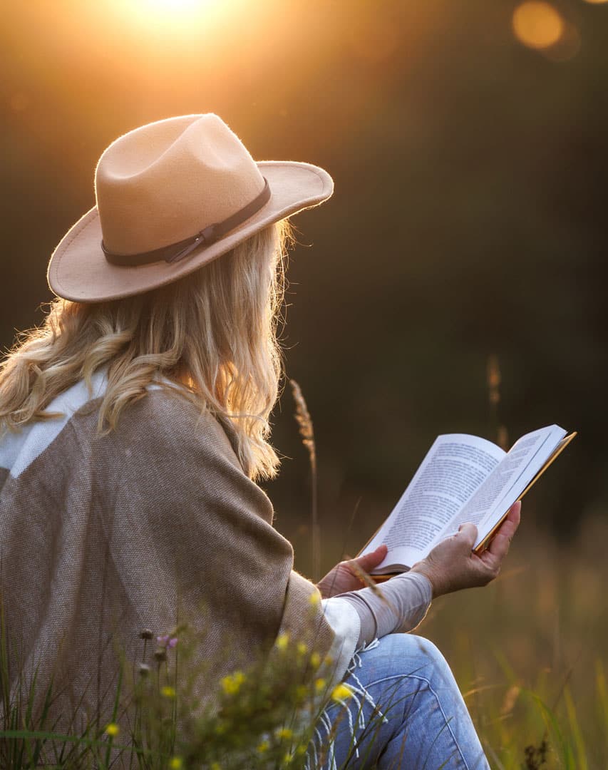 woman reading book
